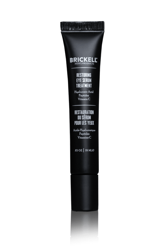 Natural eye treatment serum for men to reduce and treat dark circles, bags, wrinkles, and crows feet by Brickell Men's Products