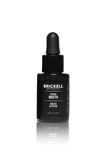Brickell Men's Products Peptides Booster serum bottle with dropper, 15ml, black packaging, reflective surface